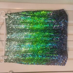 Sequin Skirt in Green and Blue